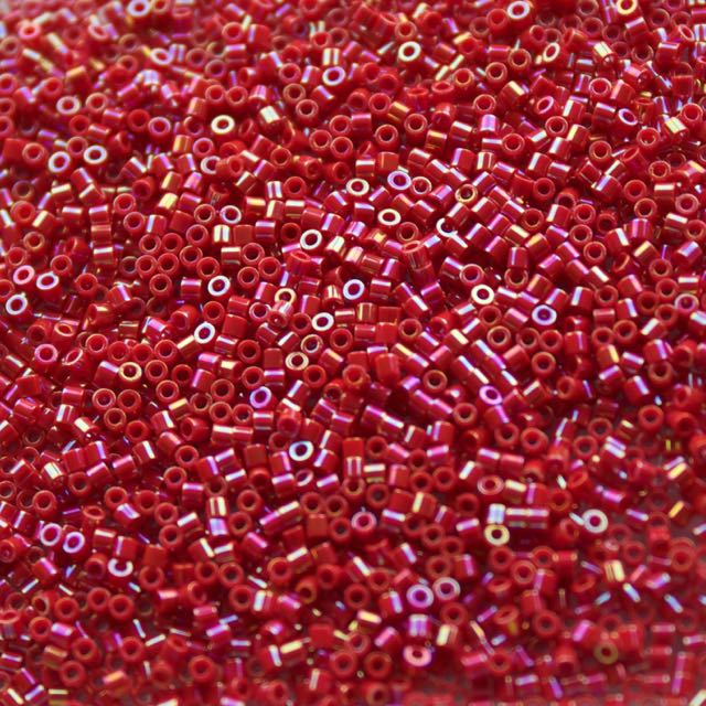15/0 Miyuki DELICA Beads - Opaque Red AB
