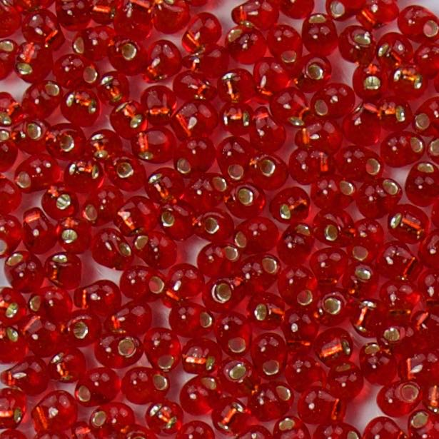 Miyuki 3.4mm DROP Bead - Silverlined Flame Red