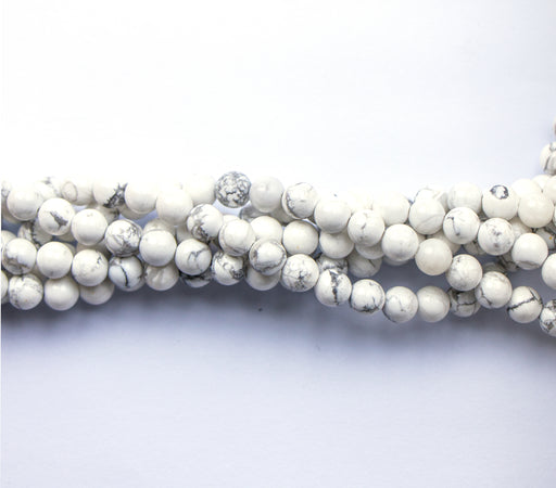 6mm Round WHITE HOWLITE - 16 inch Strand