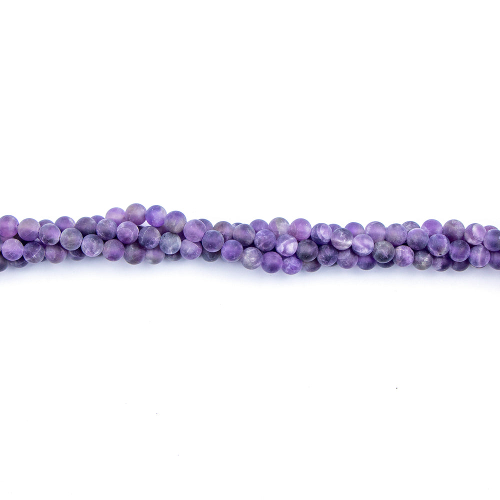 6mm Round Matte AMETHYST - 16 inch Strand
