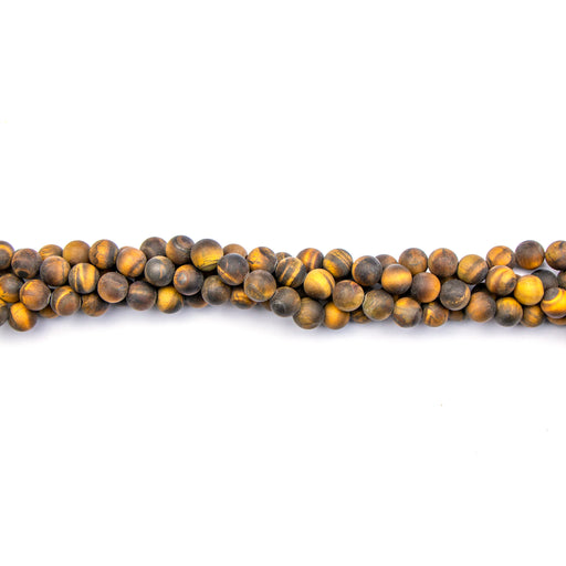 8mm Round Matte TIGER EYE - 16 inch Strand