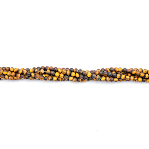 4mm Round Matte TIGER EYE - 16 inch Strand