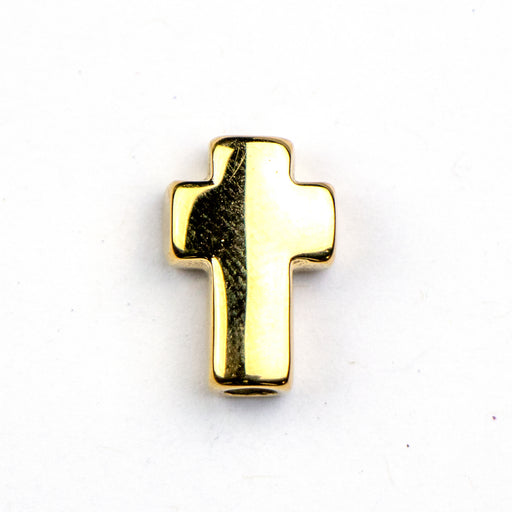14mm x 10mm Cross Bead - Gold Plated Stainless Steel