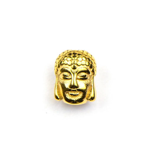 12 x 8mm Flat Buddha Head Bead - Gold Plated Stainless Steel