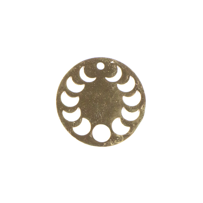 23mm Circular Moon Phase Charm - Gold Plated Stainless Steel