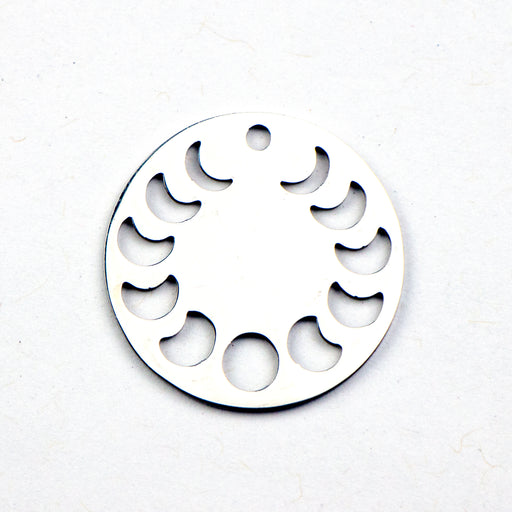 23mm Circular Moon Phase Charm - Stainless Steel