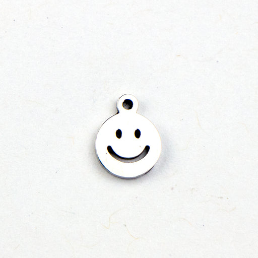 8mm x 6mm Smiley Face Charm - Stainless Steel