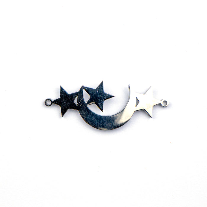 30mm x 12mm Star and Moon Link - Stainless Steel