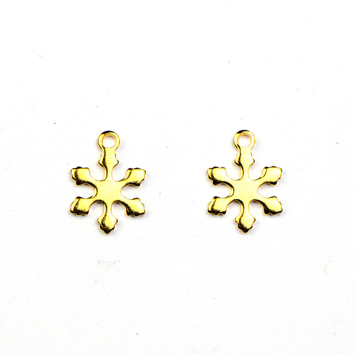 12mm Snowflake Charm - Gold Plated Stainless Steel
