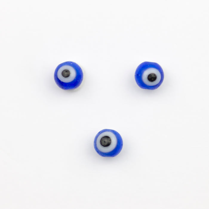 4mm Glass Evil Eye Round Bead - Blue