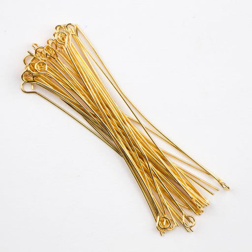 13-17mm Eye Pins, Gold Plated Eye Pins, Eyepins, Gold Head Pins