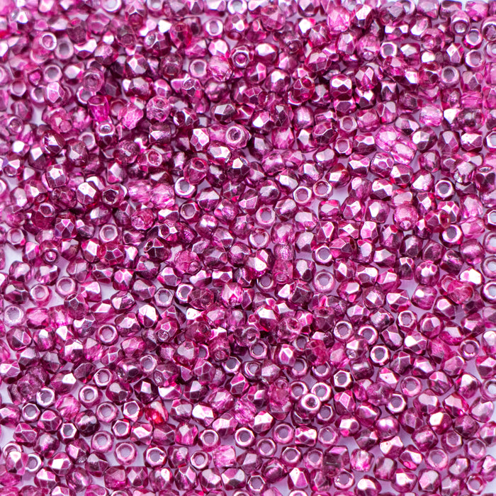 2mm FIRE POLISHED Bead - Crystal Rose Metallic Ice