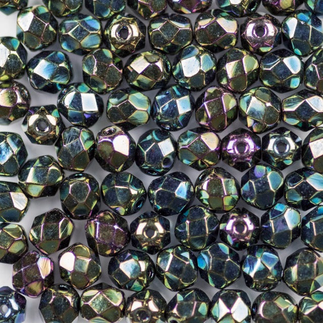 6mm FIRE POLISHED Bead - Green Iris