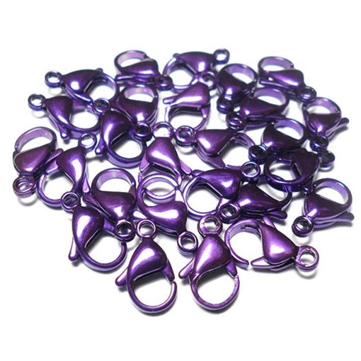 15mm Stainless Steel Lobster Clasp - Purple