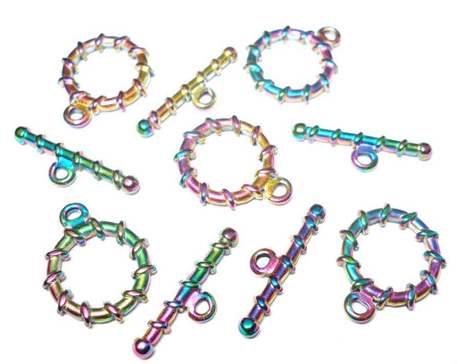 Electroplated Rainbow Stainless Steel Spiral Toggle Clasp
