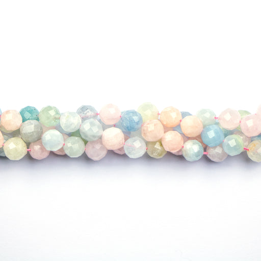 8mm Faceted Round Morganite - 8 inch Strand