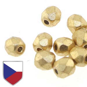 6mm FIRE POLISHED Bead (Czech Shield) - Crystal Bronze Pale Gold
