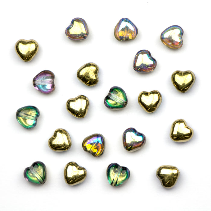 6mm Glass Heart - Crystal Golden Rainbow