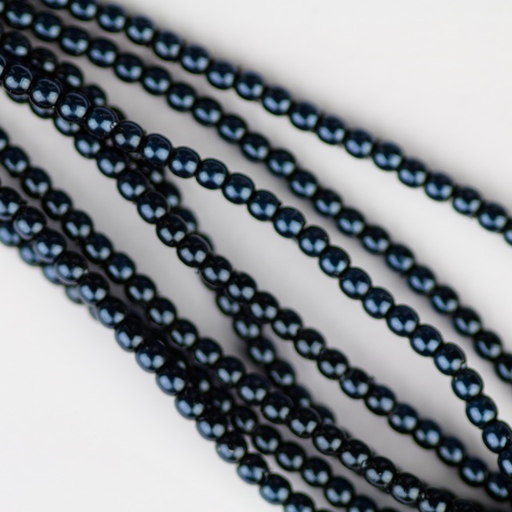 2mm Round  Glass Pearl - Montana Blue