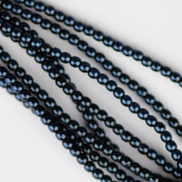 2mm Round  Glass Pearl - Montana Blue