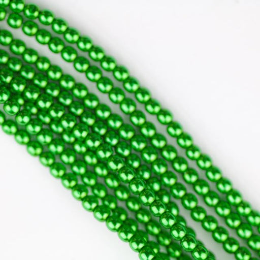 2mm Round  Glass Pearl - Xmas Green