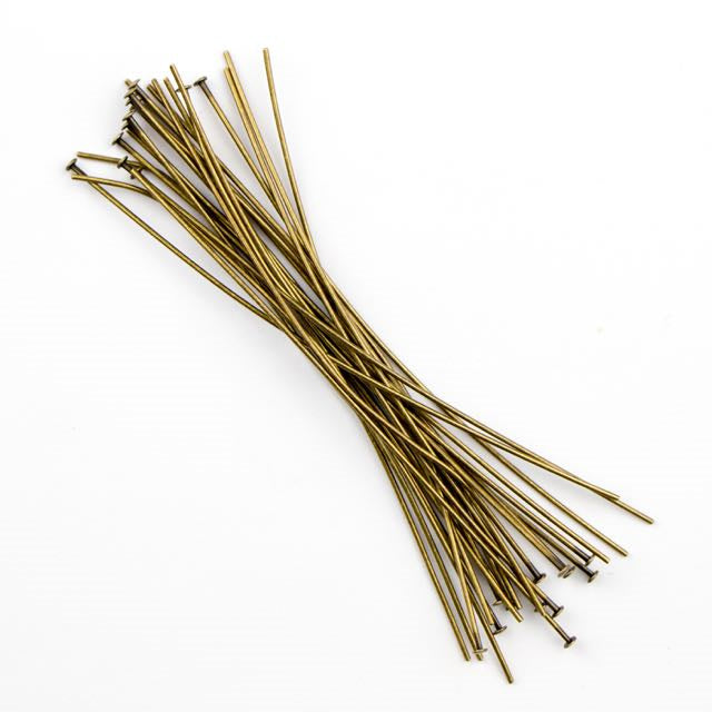 HEAD Pins - 3in. 21ga. (25pcs.) - Ant. Brass Plate