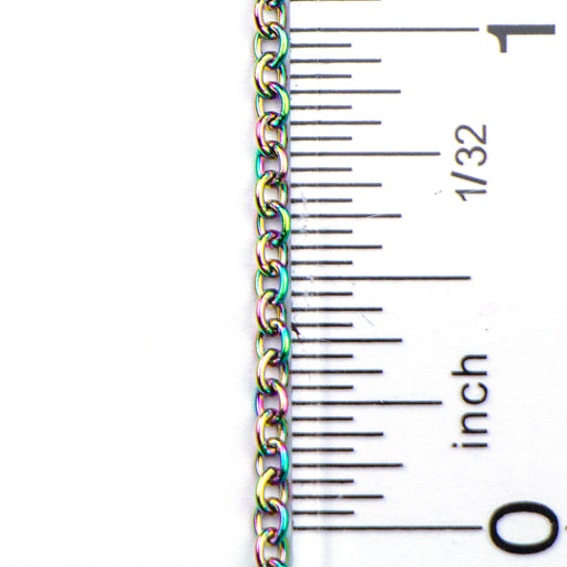 1.5mm x 2.5mm Cable Chain - Rainbow Plated Stainless Steel