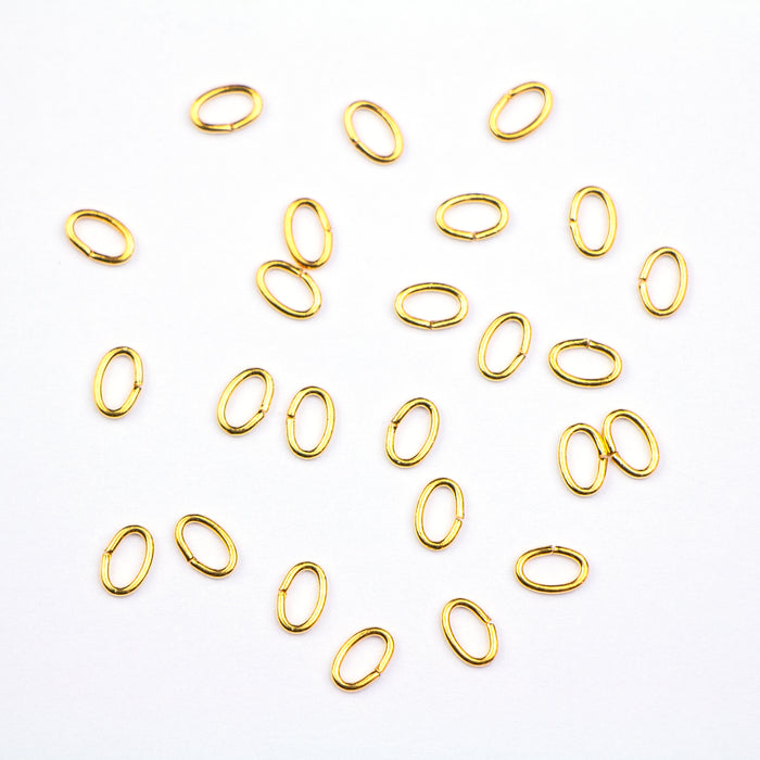 4mm x 6mm 18g. Open Oval Jump Rings - Gold