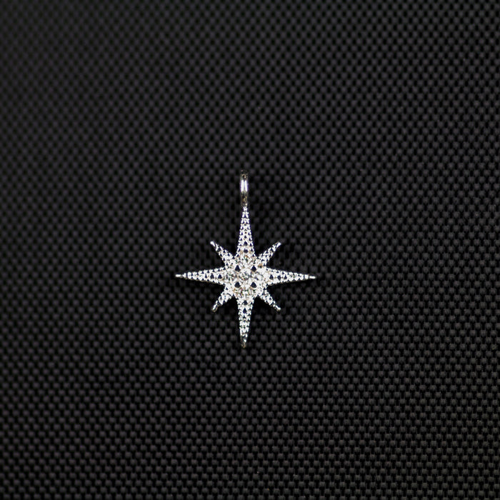 Starburst Cubic Zirconia Charm Pendant - Silver
