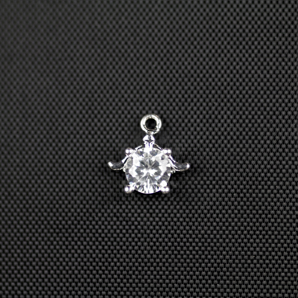 Sea Turtle Cubic Zirconia Charm - Silver
