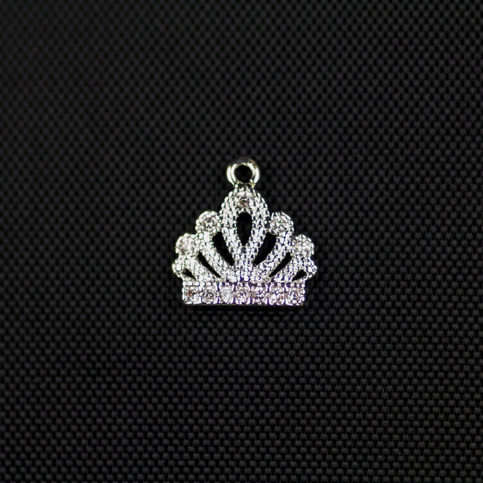 Crown Cubic Zirconia Charm - Silver