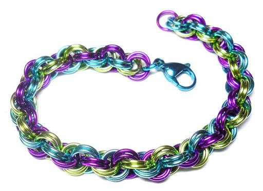 HyperLynks Double Spiral Bracelet Kit - Confetti (Turquoise/Lime/Violet and Turquoise Stainless Steel Lobster Clasp)