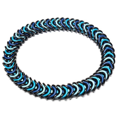 HyperLynks Stretchy Box Chain Bracelet Kit - Matte Black with Dark Blue, Azure, and Light Blue