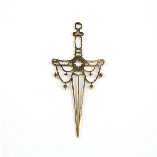 21mm x 45mm Dagger Pendant - Gold Plated Stainless Steel