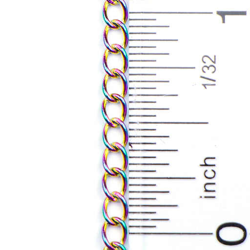 2.5mm x 4mm Delicate Curb Chain - Rainbow Plated Stainless Steel