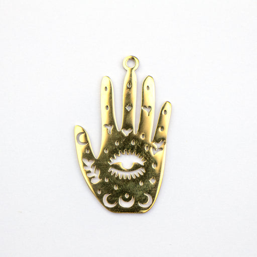 18mm x 30mm Palm Reader Pendant - Gold Plated Stainless Steel
