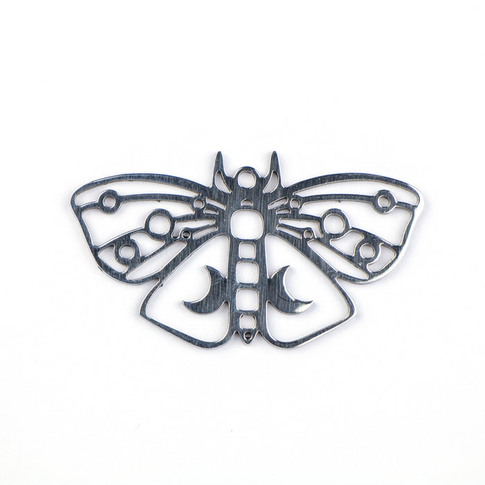 24mm x 44mm Open Moth Pendant - Stainless Steel