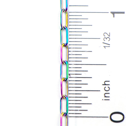 5.5mm x 2.5mm Paperclip Chain - Rainbow Plated Stainless Steel