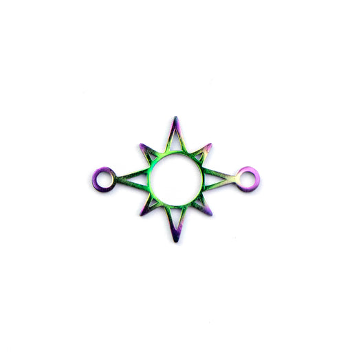 16mm x 21mm Open Sun Link - Rainbow Plated Stainless Steel