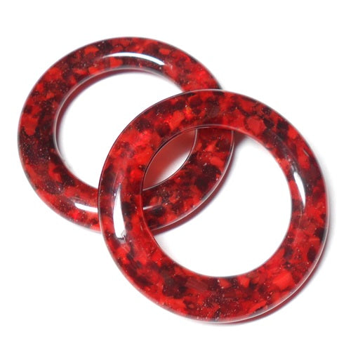 LovelyLynks Large (approx. 45mm diameter) Glass Circles - Red