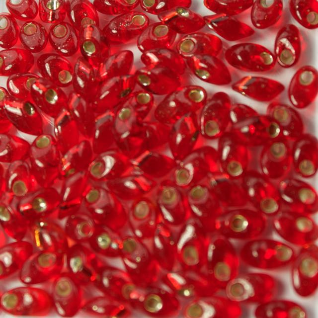 Miyuki 4mm x 7mm Long MAGATAMA Beads - Silverlined Flame Red