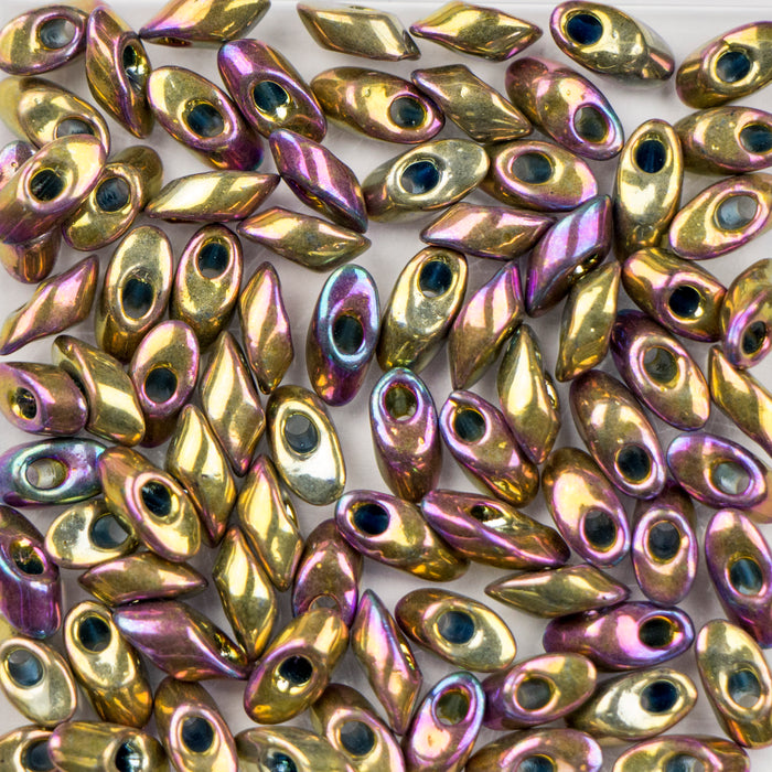 Miyuki 4mm x 7mm Long MAGATAMA Beads - Metallic Purple Gold Iris