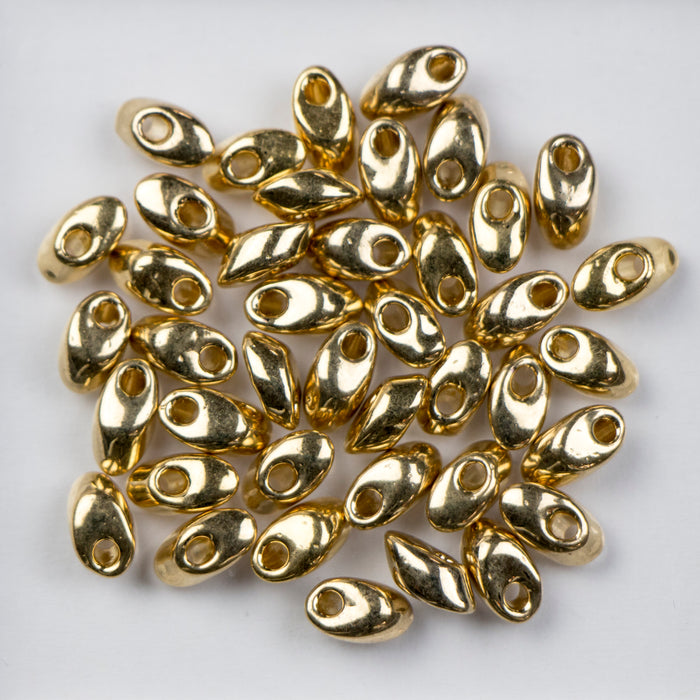 Miyuki 4mm x 7mm Long MAGATAMA Beads - 24kt Gold Light Plated