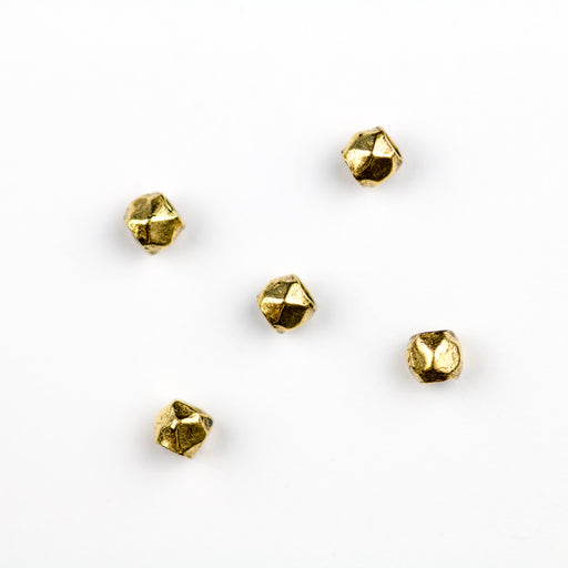 3.6mm x 4mm Faceted Round Metal Bead - Antique Gold