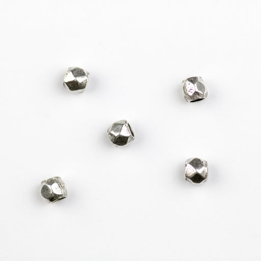 3.6mm x 4mm Faceted Round Metal Bead - Antique Silver