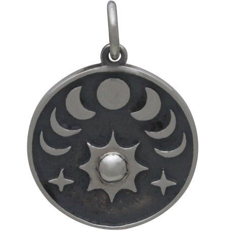 Sun and Moon Phases Charm - Sterling Silver