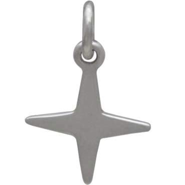 Four Pointed Star Charm - Sterling Silver