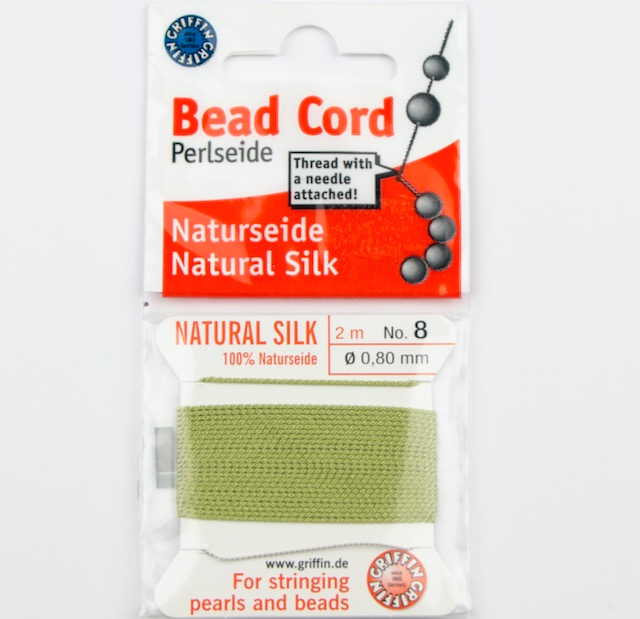 Size 8 (.80mm) - 100% Natural Silk Bead Cord - Jade Green