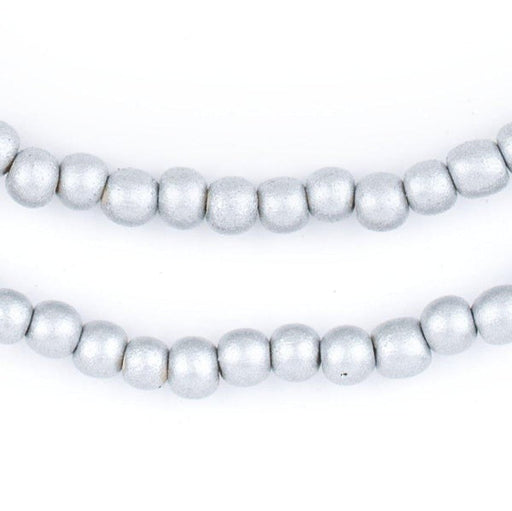 6mm Round Natural Wood Beads - Silver