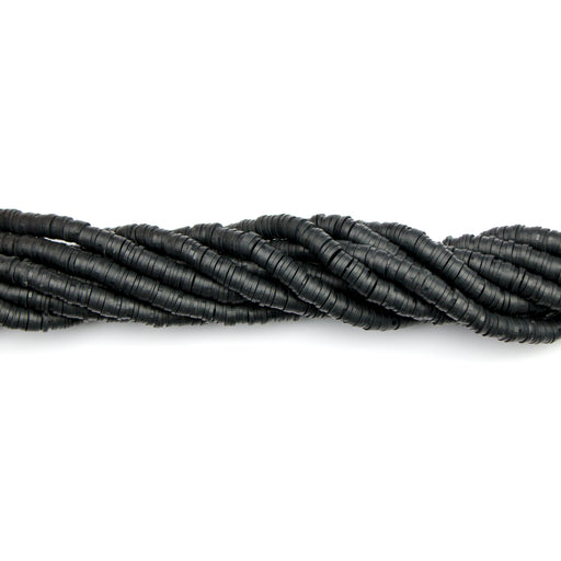 6mm Polymer Clay Disk Beads - Black